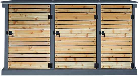 Shed for garbage bins, recycling bins and green bins
