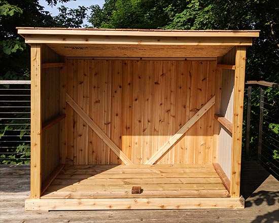 Shed for garbage bins, recycling bins and green bins