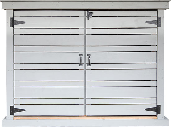 Shed for garbage bins, recycling bins and green bins