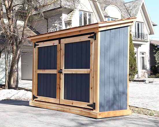 Shed for garbage bins, recycling bins and green bins