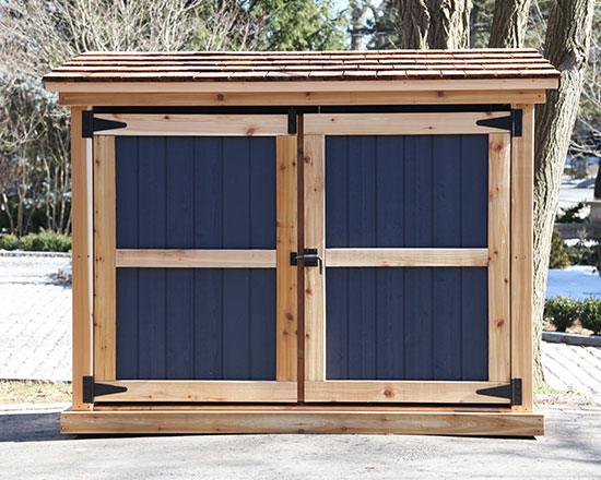 Shed for garbage bins, recycling bins and green bins