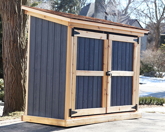 Shed for garbage bins, recycling bins and green bins