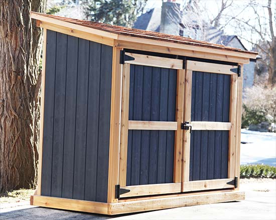 Shed for garbage bins, recycling bins and green bins