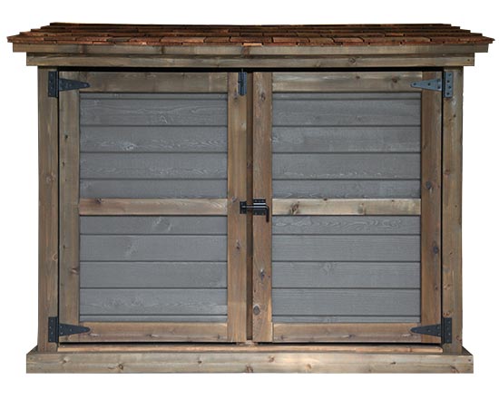 Shed for garbage bins, recycling bins and green bins