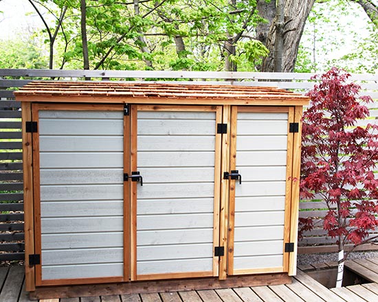 Triple Bin Storage Shed for Garbage Bins & Recycling Bins | Redwood Sheds