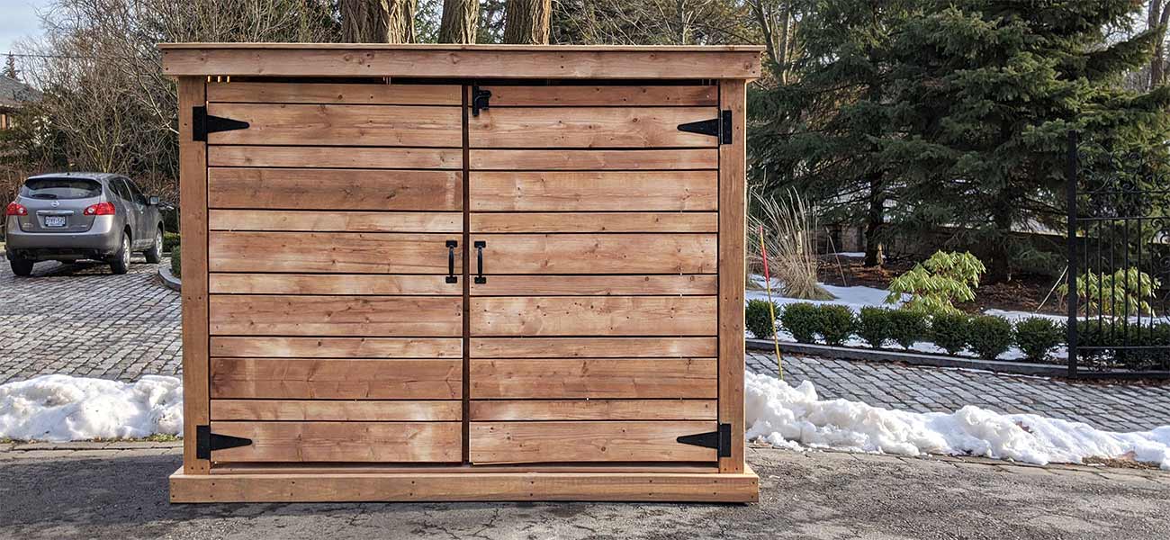 Shed for garbage bins, recycling bins and green bins