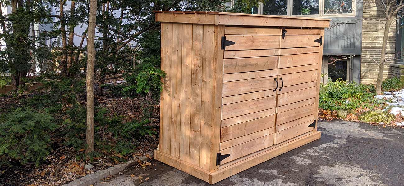 Shed for garbage bins, recycling bins and green bins