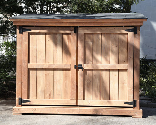Shed for garbage bins, recycling bins and green bins