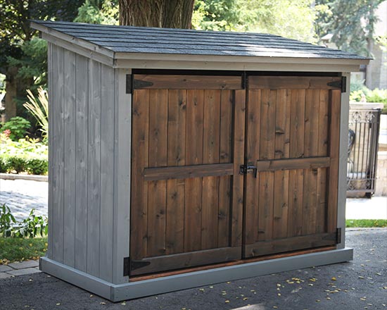 Shed for garbage bins, recycling bins and green bins