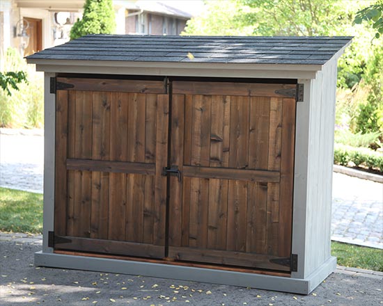 Shed for garbage bins, recycling bins and green bins
