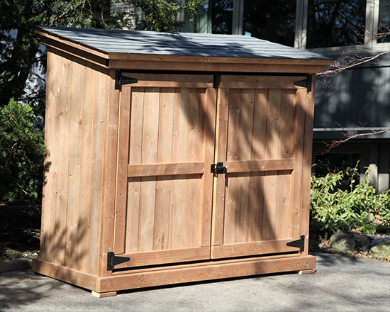 Shed for garbage bins, recycling bins and green bins