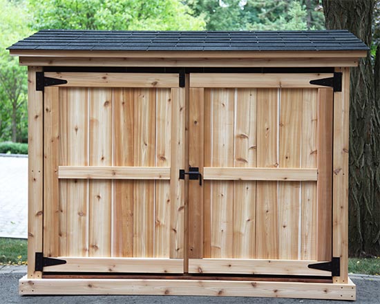 Shed for garbage bins, recycling bins and green bins