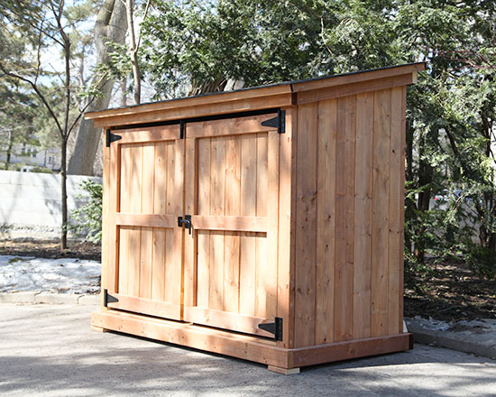 Shed for garbage bins, recycling bins and green bins