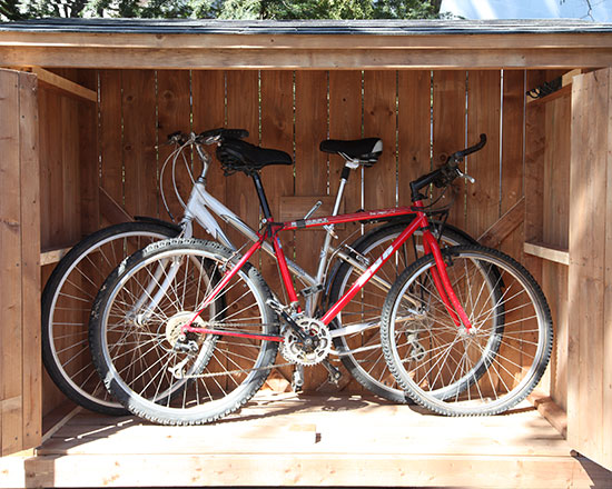 Shed for garbage bins, recycling bins and green bins